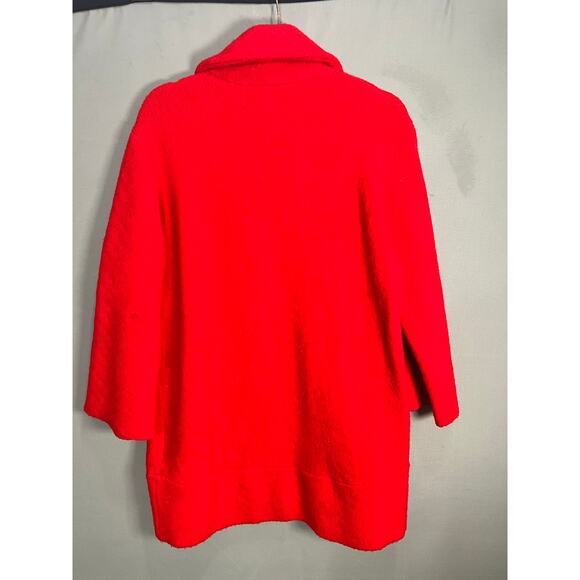 Anthropologie Moth Womens Red Button Pea Coat S Collar Wool Blend Winter Cozy - Picture 2 of 15